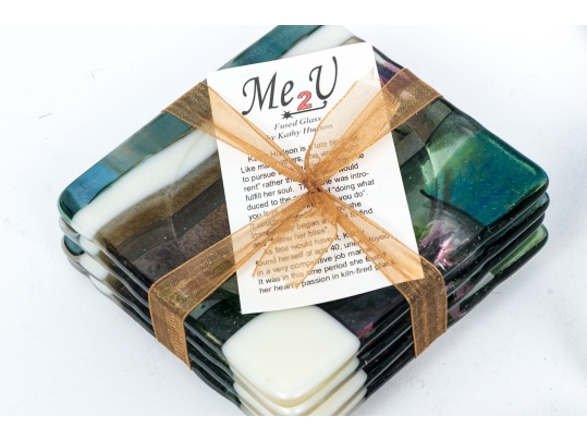 Five Sets Of Coasters With Art Glass