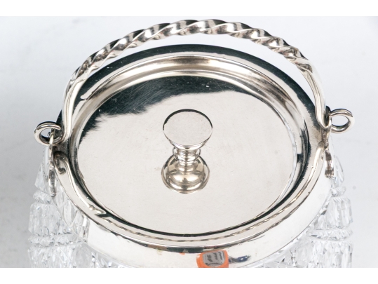 Two Antique Cut Glass And Silverplate Biscuit Jars