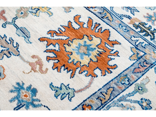 Soft Hand Knotted Wool Turkish Knot Room Size Carpet, 12' X 9', New