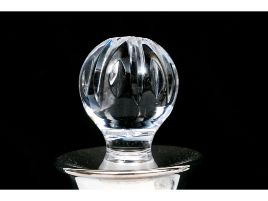 Pair Of English Sterling Silver Collared Cut Crystal Decanters Or Perfumes
