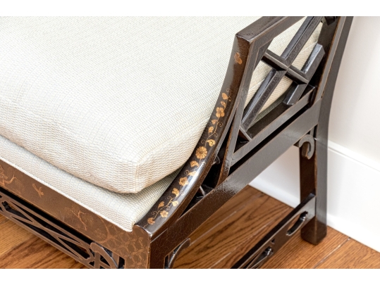 Custom Upholstered Chinoiserie Wing Chairs