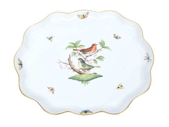 Herend Hungary Hand-Painted Porcelain Dessert Plate,  Rothschild Bird (RO) Pattern