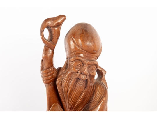 Carved Wooden Figure Of Shou Lao