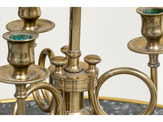 Classic Brass Three Light Bouillotte Lamp With Adjustable Shade