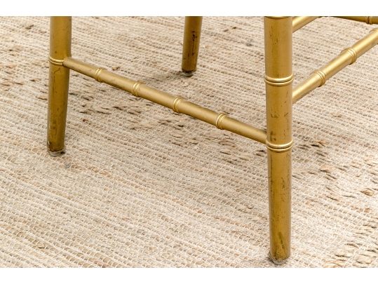 Set Of Twelve Faux Bamboo Gilt Finished Side Chairs, With Cushions
