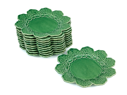 Set Of Eleven Portuguese Bordallo Pinheiro Hand-painted Ceramic Plates
