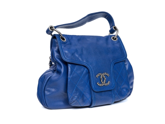 Chanel Striking Blue Purple Glazed Caviar Leather Coco Rider Flap Hobo