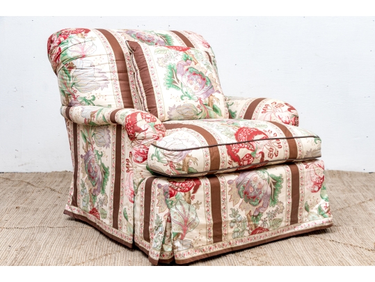 Custom Upholstered Club Chair With Ottoman