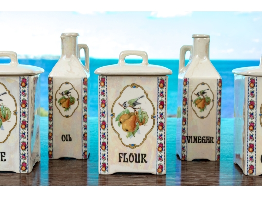 Set Of Thirteen Czechoslovakian Lustreware Kitchen Vessels