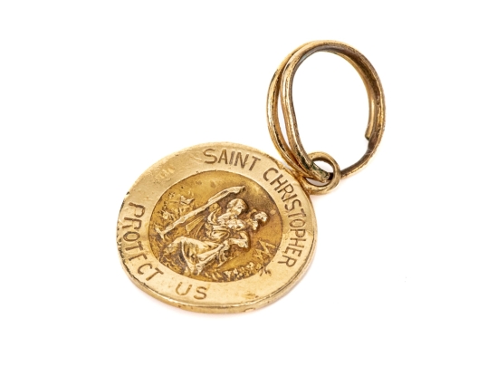 14k Yellow Gold Classic St. Christopher Motif Medal