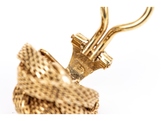 Tiffany & Co. 14k Yellow Gold Vintage Mesh Knot Clip On Style Earrings