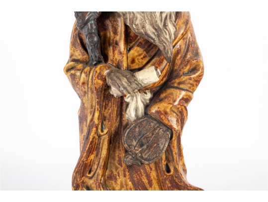 Chinese Sancai-Glazed Ceramic Scholar Figure