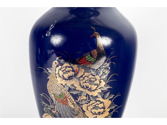 Japanese Cobalt Blue Peacock Vase