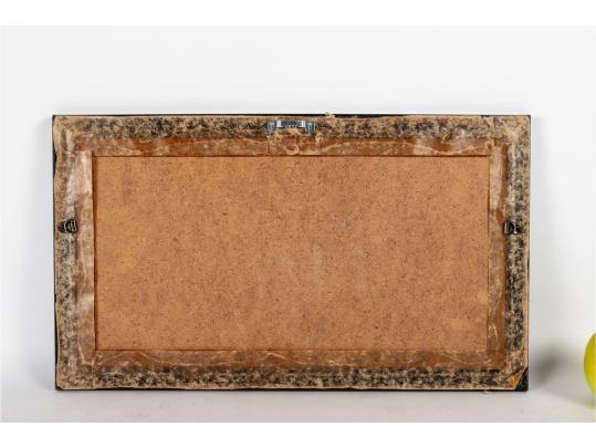 Framed Asian Etched Metal Artwork Of Chrysanthemums