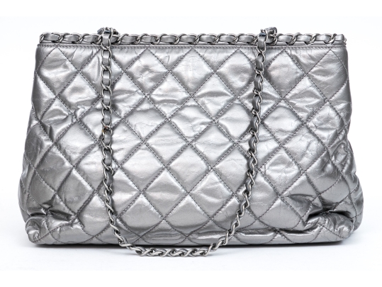 Chanel Silver Metallic Leather 