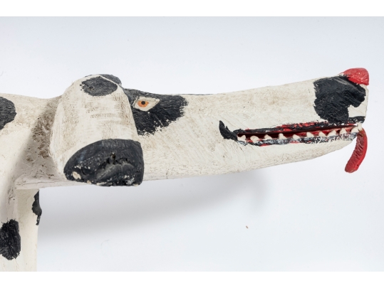 Miguel Rodriguez Carved And Painted Wooden Dog, “Santa Fe Dog's Don't Care”, 1993