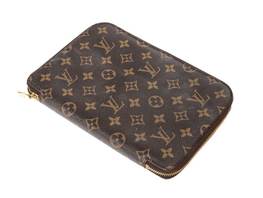 Louis Vuitton Brown Monogram Small Leather Zip Folio Pouch