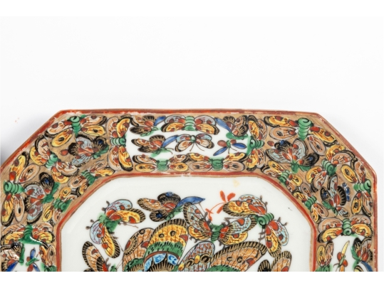 Pair Of Chinese Famille Rose “Hundred Butterflies” Octagonal Plates