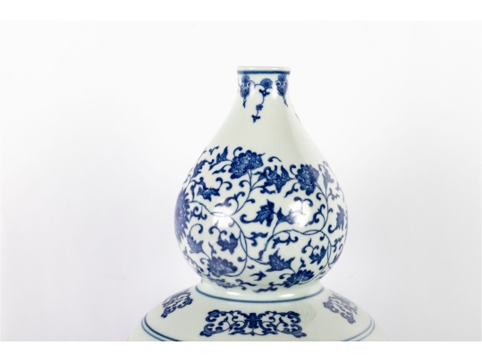 Chinese Import Blue And White Porcelain Double Gourd Vase