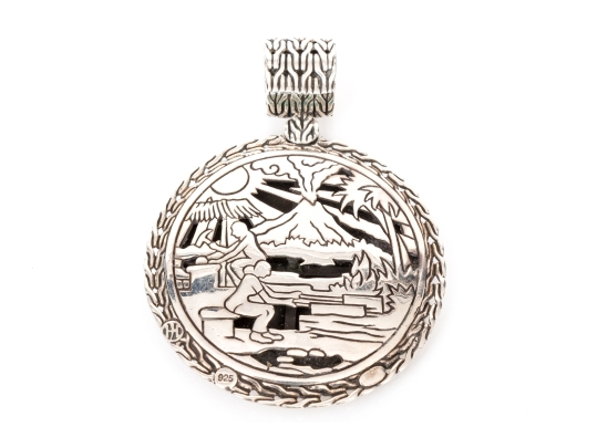 John Hardy Sterling Silver Fabulous Oversized Amulet Style Hammered Pendant, Reversible