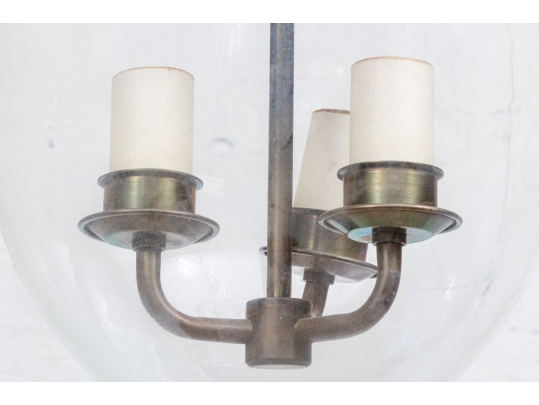 Pair Of Vintage Glass Bell Jar Form Fixtures