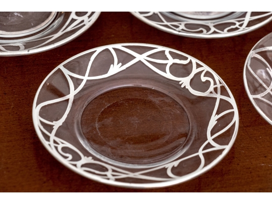 Collection Of Silver Overlaid Sherbet Glasses With Underplates
