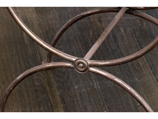 Pair Of Custom Upholstered Iron Neoclassical Style Stools