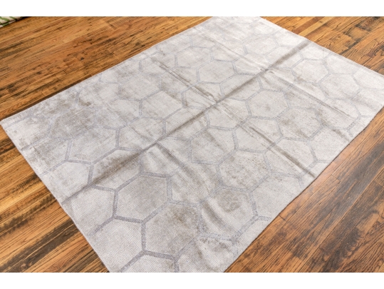 Hand Knotted Wool And Silkette Contemporary Carpet, 7' X 5', New