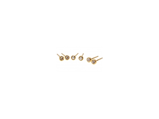 Three Pairs Of Petite Sterling Vermeil Stud Earrings 