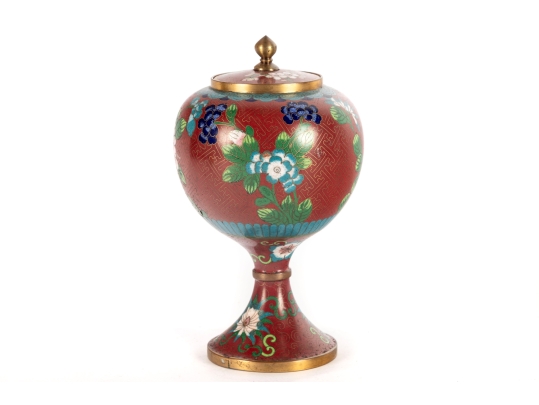 Chinese Cloisonné Enamel Goblet-Form Lidded Vessel