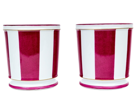 Pair Of Marie Daage Paris Hand Painted Porcelain Cache Pots