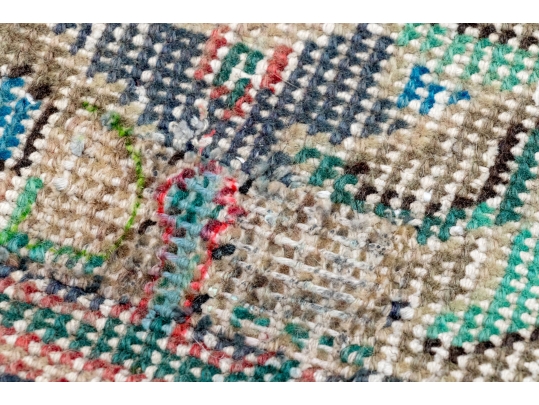 HAND KNOTTED WOOL PERSIAN OVER DYE CARPET, 9-7