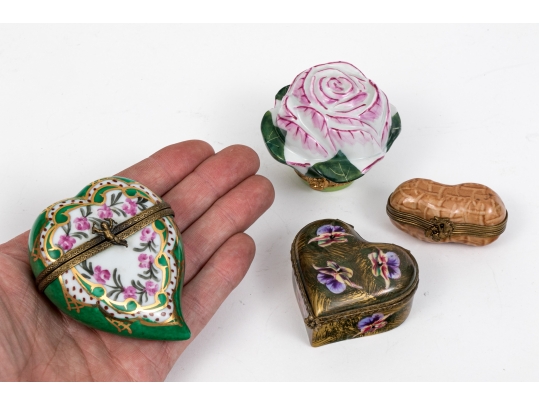 Collection Of Four Hand Painted Limoges Boxes