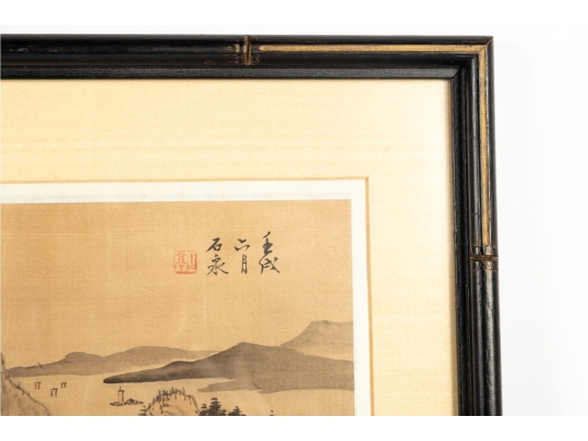 Pair Of Chinese Shan Shui Landscape Paintings On Silk
