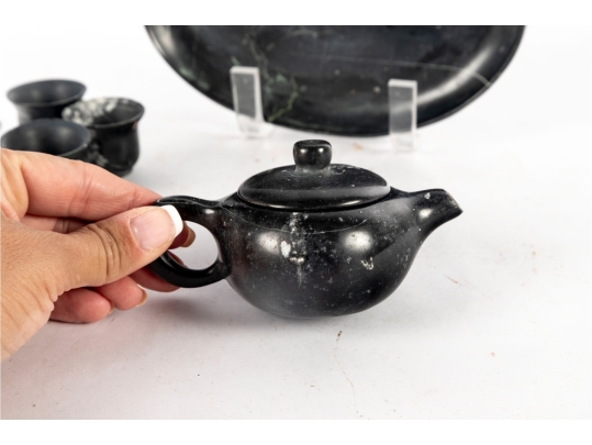 Burmese Black Jade Miniature Tea Set