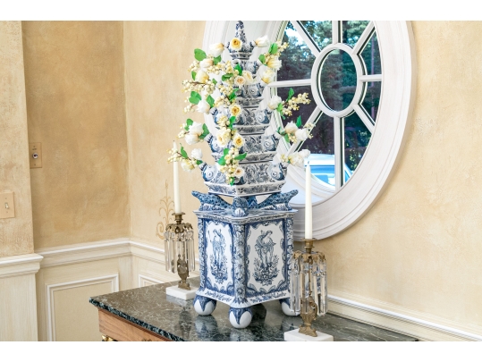 Impressive Blue And White Delft Style Ceramic Tulipiere