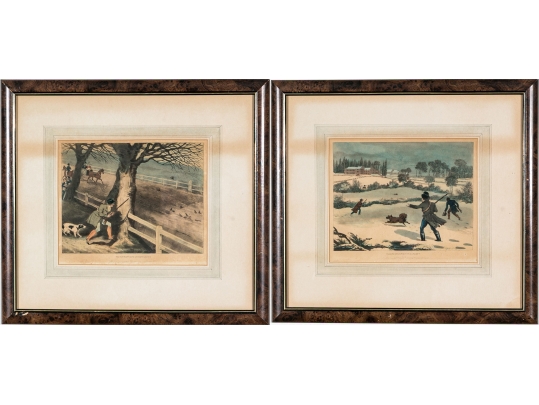 English 19th Century Color Prints Of Hunts