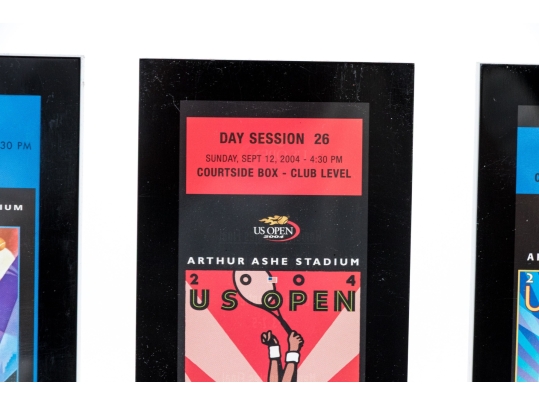 Framed US Open Tennis Tournament Tickets, 2003-2005