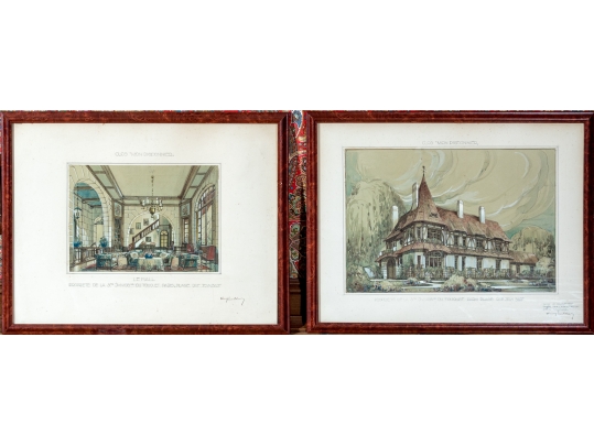 Two Signed French Architectural Artworks