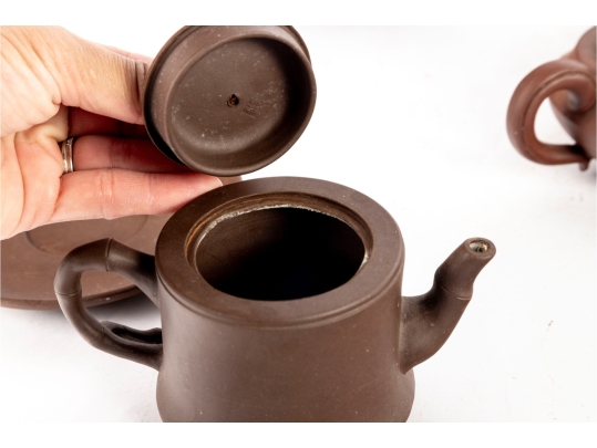 Collection Of Five Traditional Chinese Yixing Zisha Clay Teapots