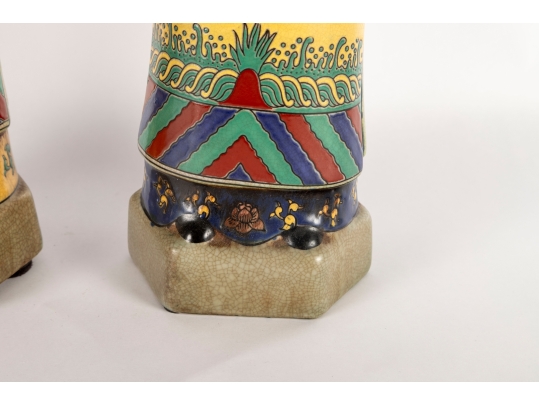 Vintage 15” Chinese Porcelain Emperor Statues