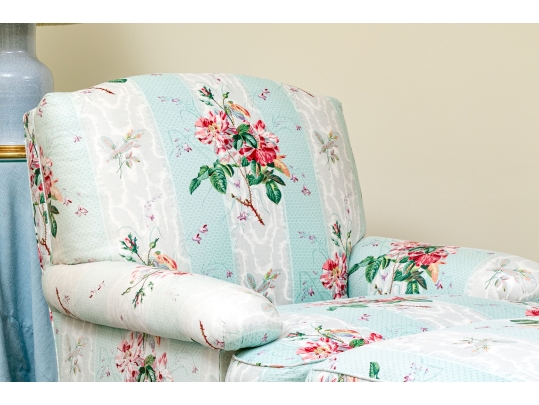Pair Of Custom Upholstered Club Chairs And Ottoman