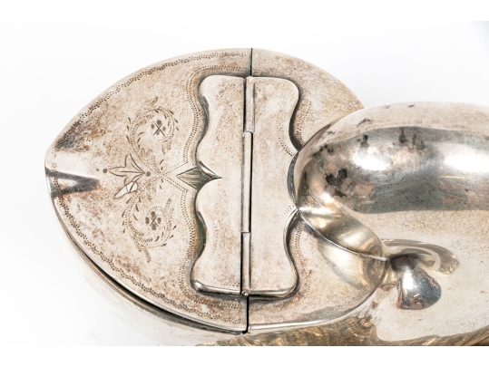 Antique English Victorian Silverplate Nautilus Spoon Warmer