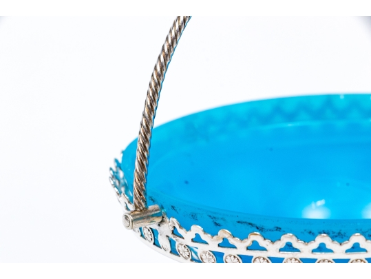 Silverplate And Opaline Glass Basket