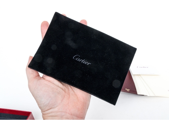 Cartier Burgundy Leather Notepad Holder, Must De Cartier, With Box