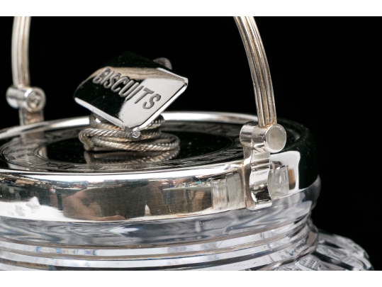 Antique Cut Glass And Silverplate Biscuit Jar
