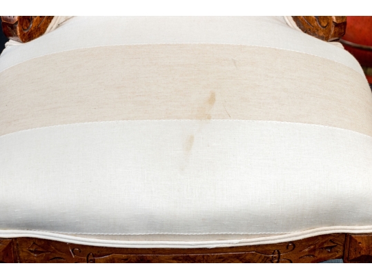 Pair Of Renaissance Revival Custom Upholstered Walnut Accent Chairs