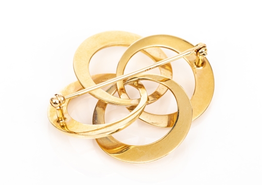 14k Yellow Gold Lovely Vintage Intertwined Quatrefoil Knot Brooch