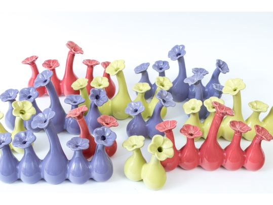 Collection Of Twelve Ceramic Floral Form Bud Vases