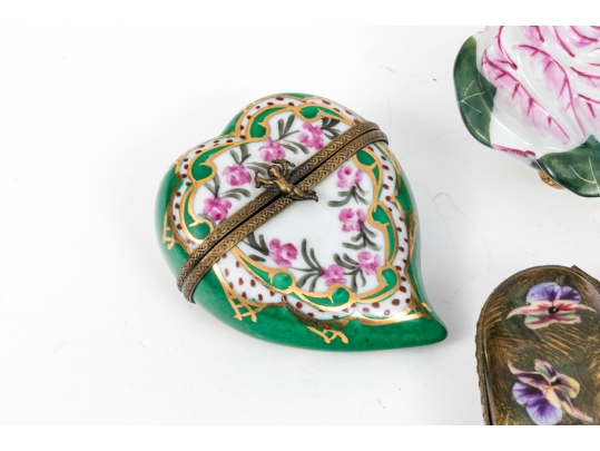 Collection Of Four Hand Painted Limoges Boxes